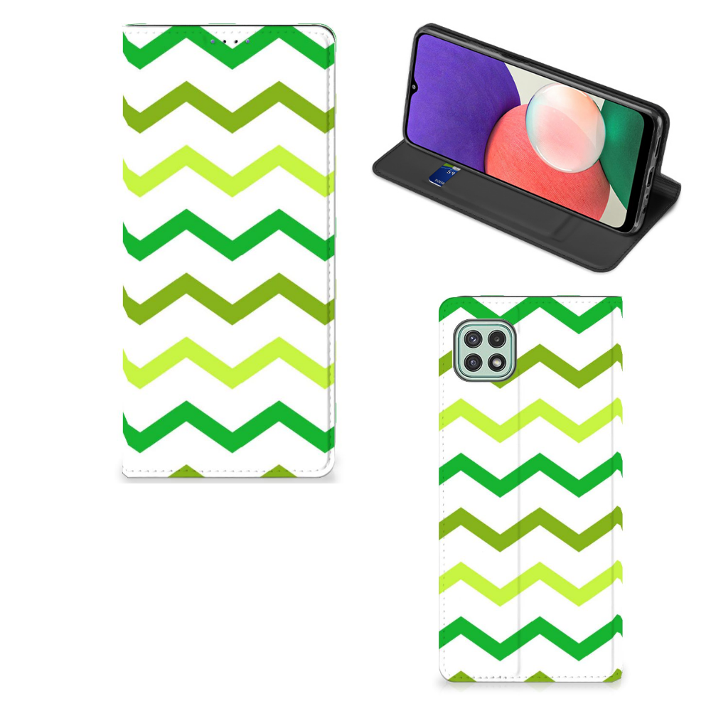 Samsung Galaxy A22 5G Hoesje met Magneet Zigzag Groen - B2C Telecom