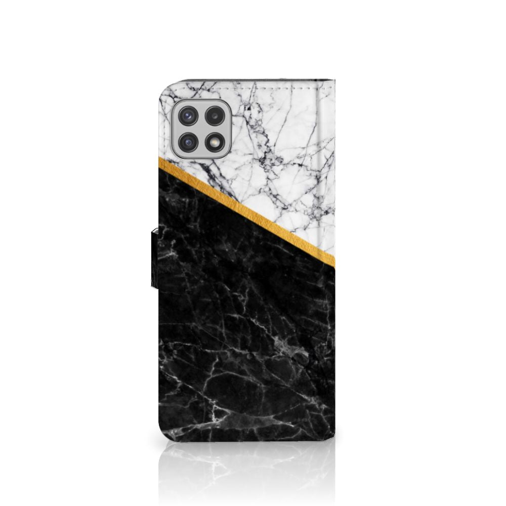 Samsung Galaxy A22 5G Bookcase Marmer Wit Zwart - Origineel Cadeau Man