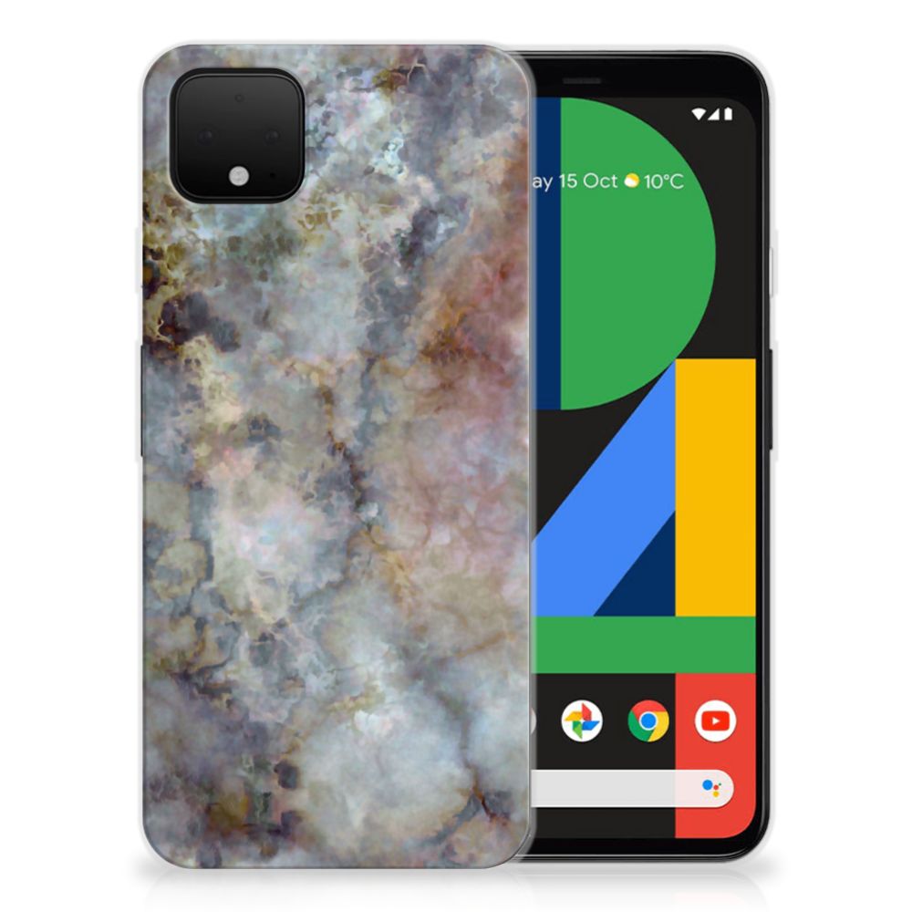 Google Pixel 4 XL TPU Siliconen Hoesje Marmer Grijs