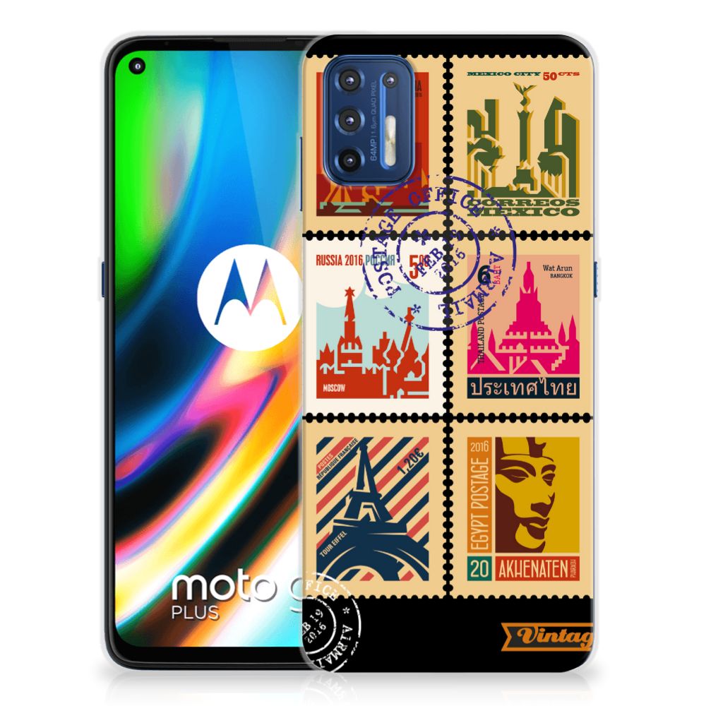 Motorola Moto G9 Plus Siliconen Back Cover Postzegels B2C Telecom