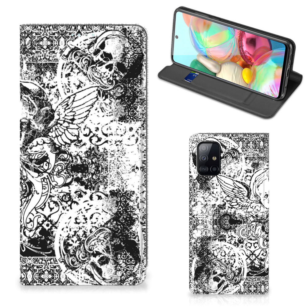 Mobiel BookCase Samsung Galaxy A71 Skulls Angel