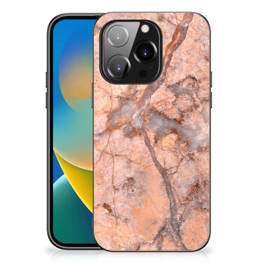 iPhone 14 Pro Marmeren Print Telefoonhoesje Marmer Oranje B2C Telecom