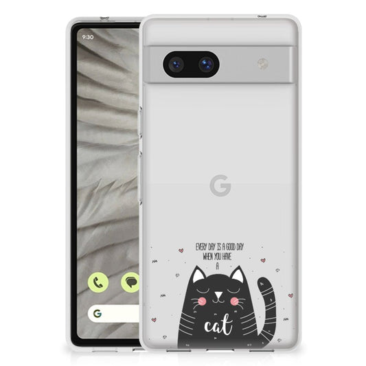 Google Pixel 7A Telefoonhoesje met Naam Cat Good Day