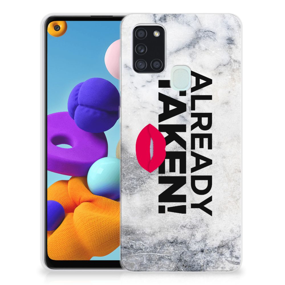 Samsung Galaxy A21s Siliconen hoesje met naam Already Taken White