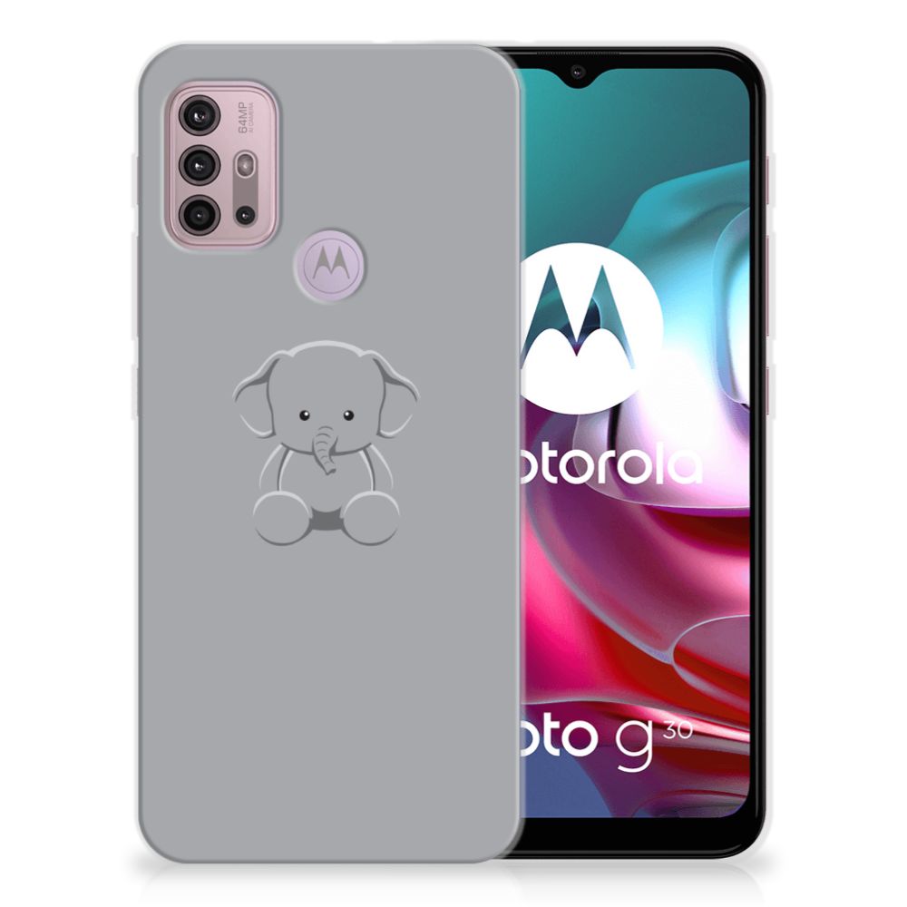 Motorola Moto G30 | G10 Telefoonhoesje met Naam Grijs Baby Olifant