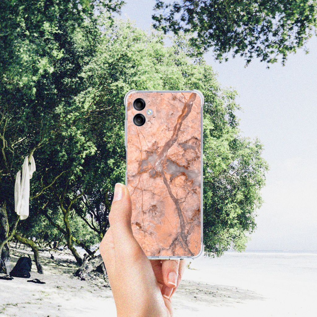Samsung Galaxy A05 Anti-Shock Hoesje Marmer Oranje B2C Telecom