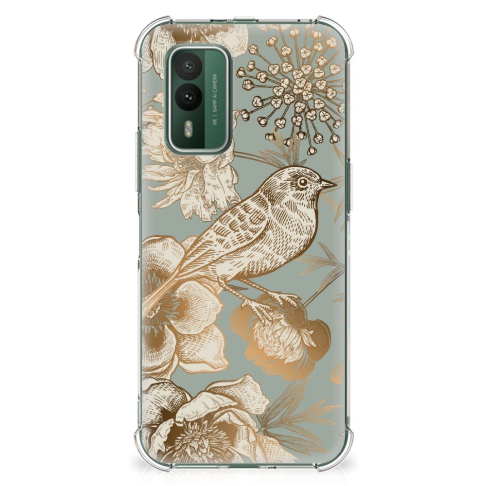 Case voor Nokia XR21 Vintage Bird Flowers