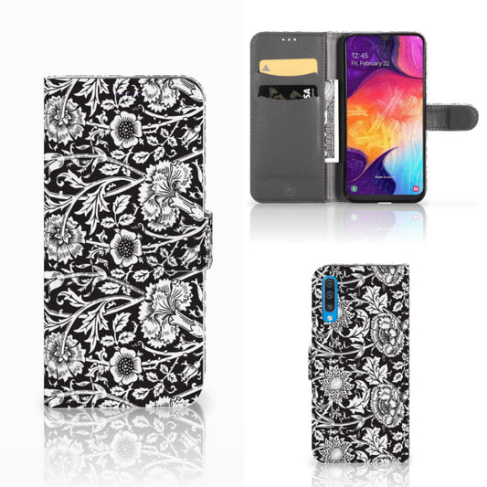 Samsung Galaxy A50 Hoesje Black Flowers