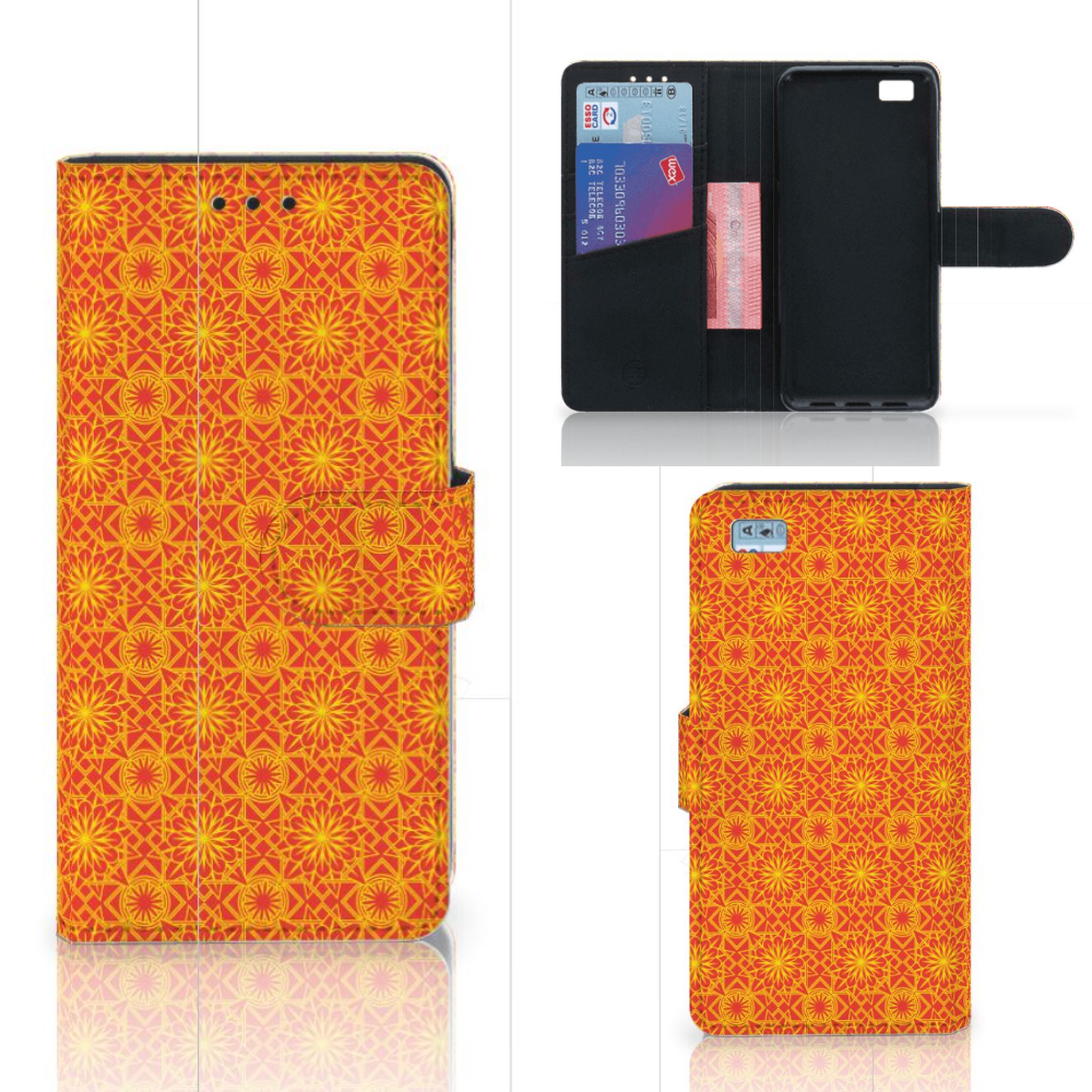Huawei Ascend P8 Lite Telefoon Hoesje Batik Oranje