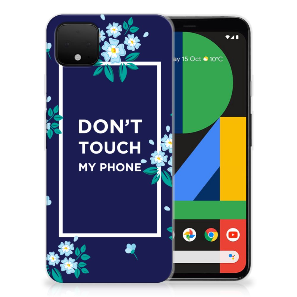 Google Pixel 4 XL Silicone-hoesje Flowers Blue DTMP