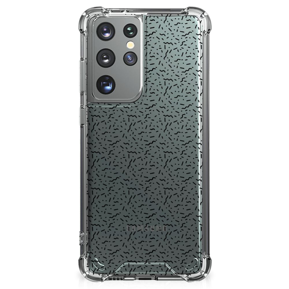 Samsung Galaxy S21 Ultra Doorzichtige Silicone Hoesje Stripes Dots B2C Telecom