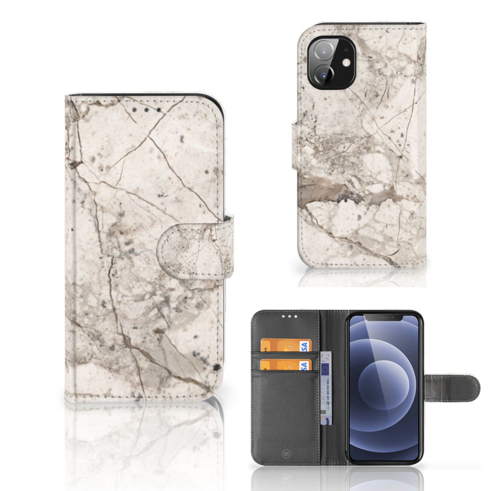 Apple iPhone 12 Mini Bookcase Marmer Beige