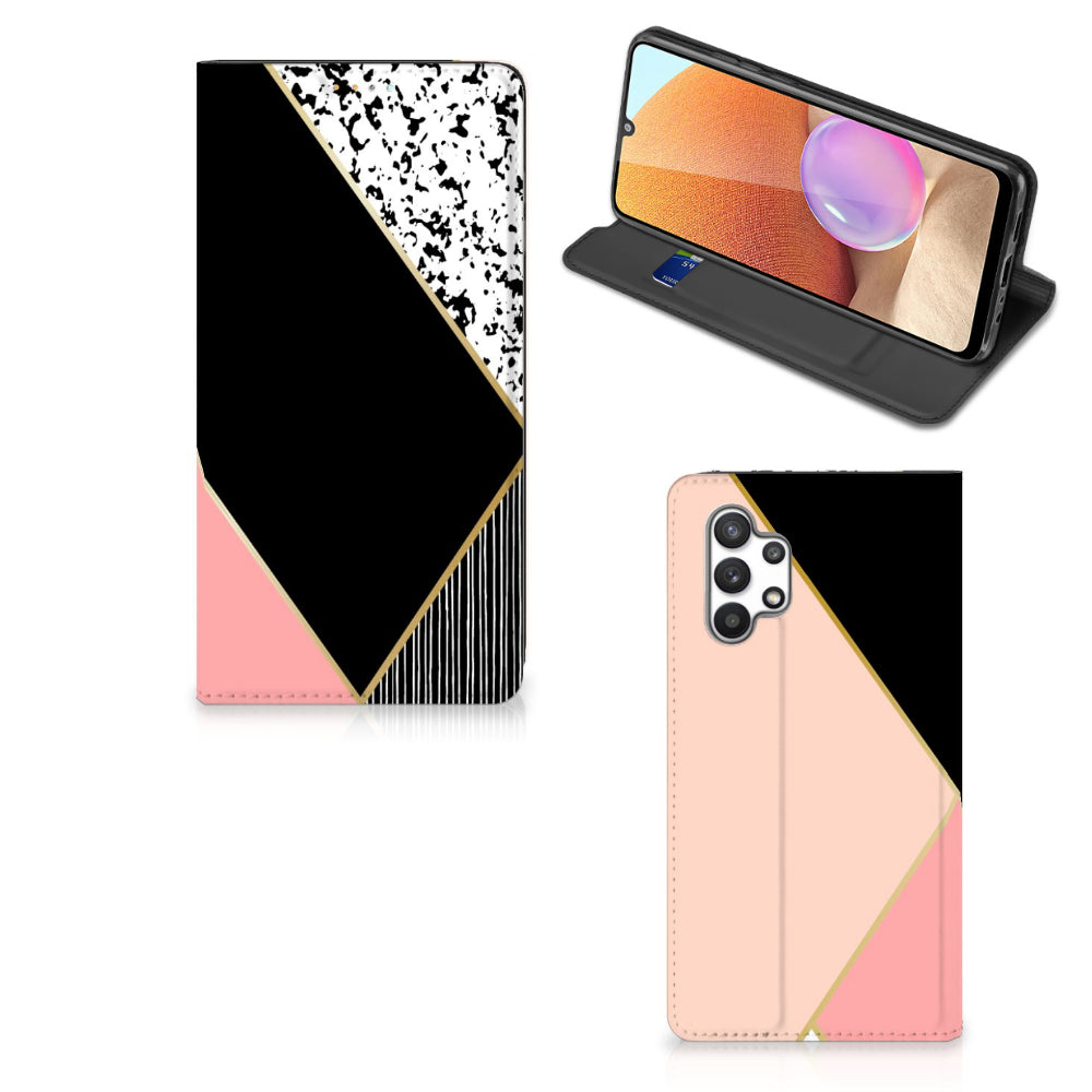 Samsung Galaxy A32 4G | A32 5G Enterprise Editie Stand Case Zwart Roze Vormen