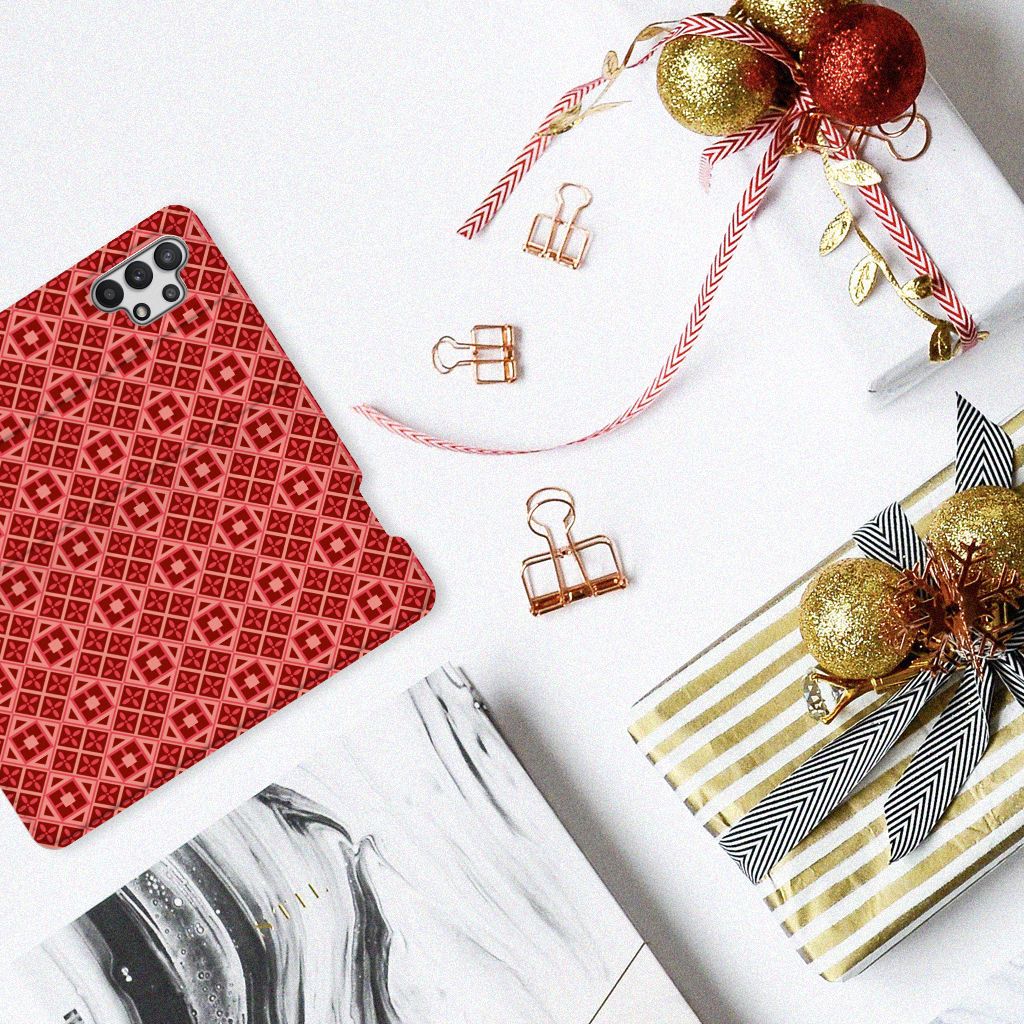 Samsung Galaxy A32 5G Hoesje met Magneet Batik Rood - B2C Telecom