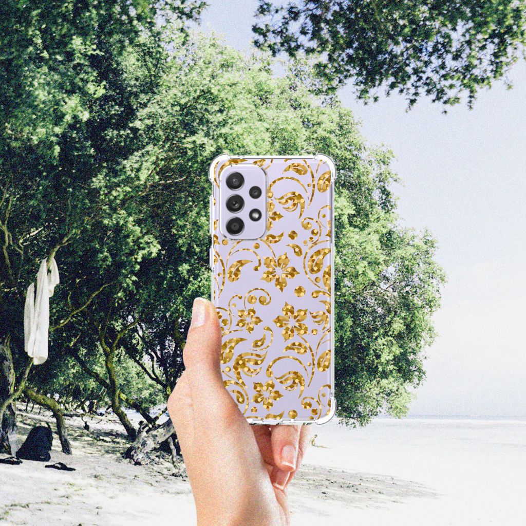 Samsung Galaxy A33 Case Gouden Bloemen B2C Telecom