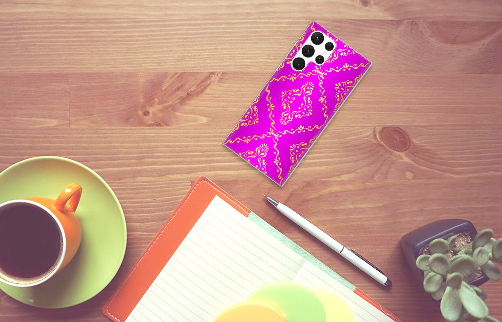 Siliconen Hoesje Samsung Galaxy S22 Ultra Barok Roze B2C Telecom