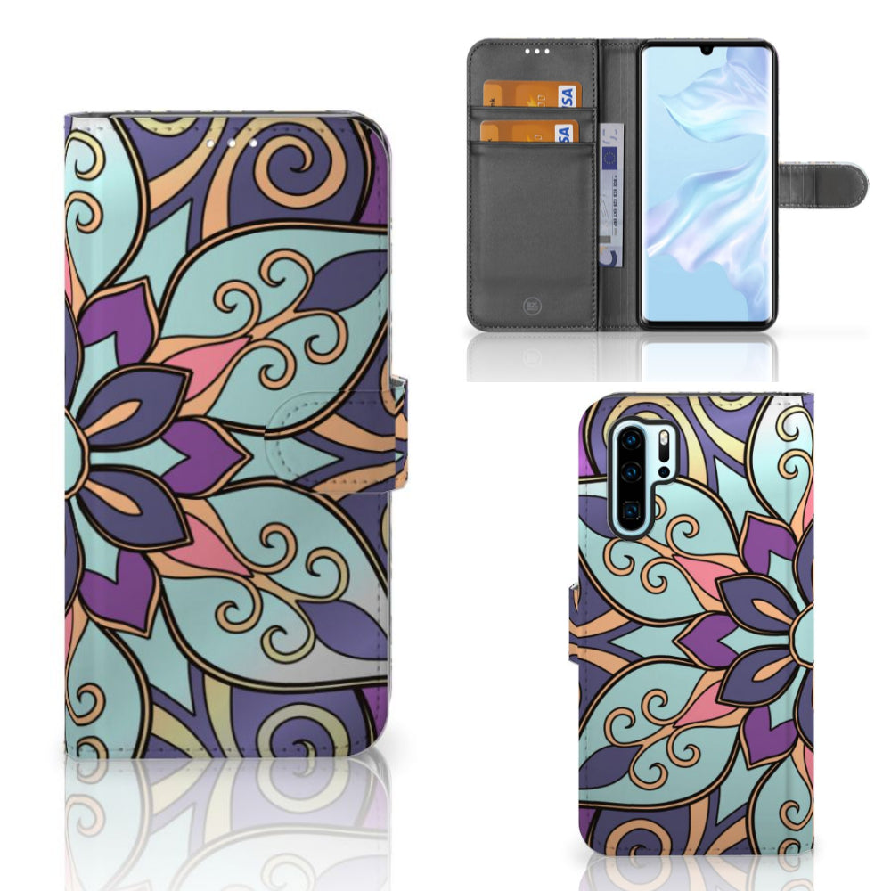 Huawei P30 Pro Hoesje Purple Flower