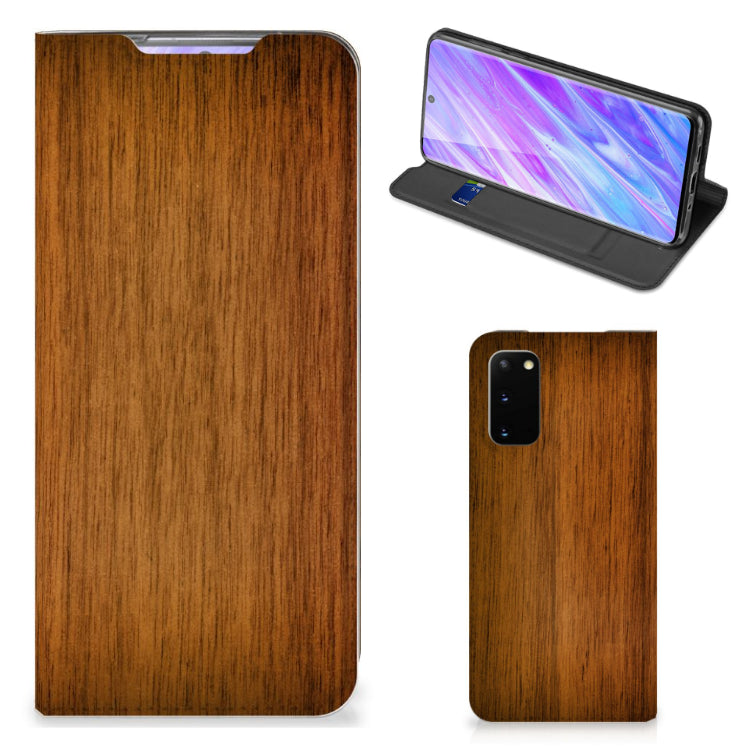 Samsung Galaxy S20 Book Wallet Case Donker Hout