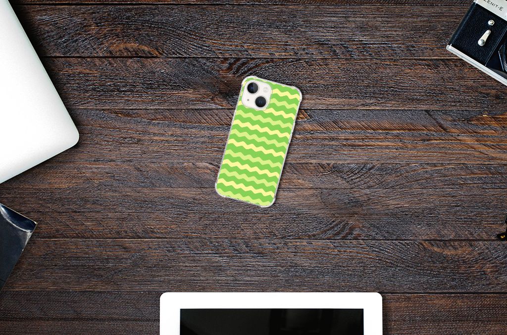iPhone 13 Doorzichtige Silicone Hoesje Waves Green B2C Telecom