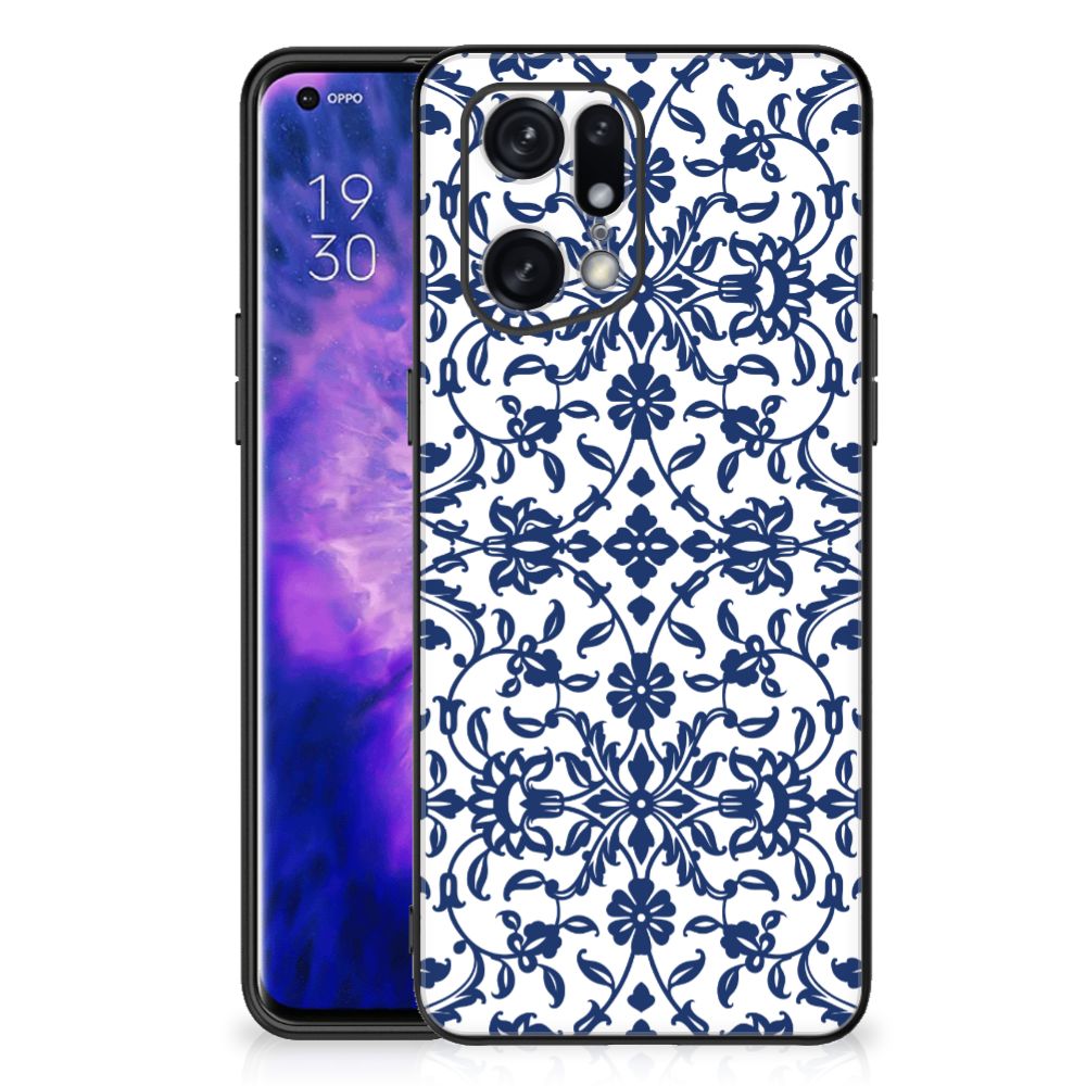 OPPO Find X5 Pro Bloemen Hoesje Flower Blue