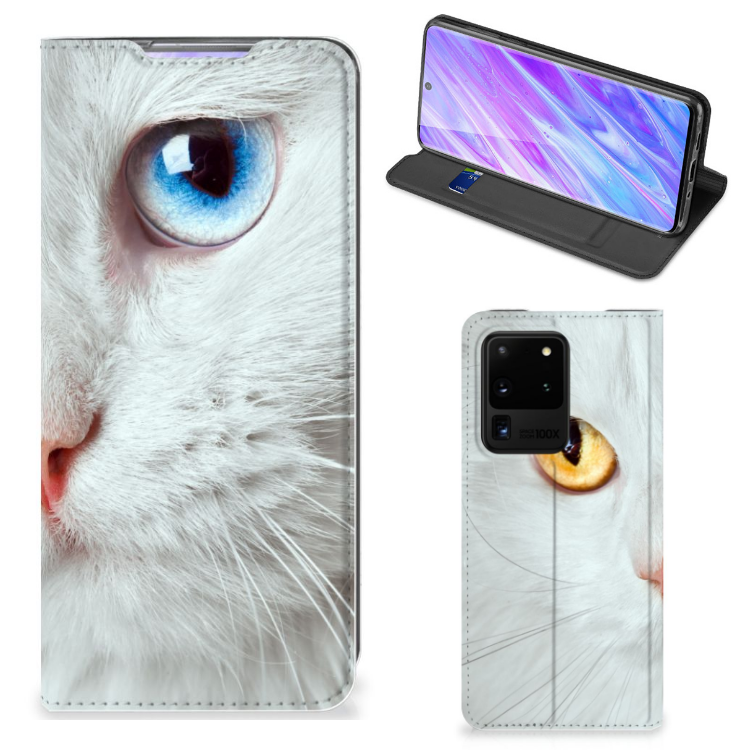 Samsung Galaxy S20 Ultra Hoesje maken Witte Kat - B2C Telecom