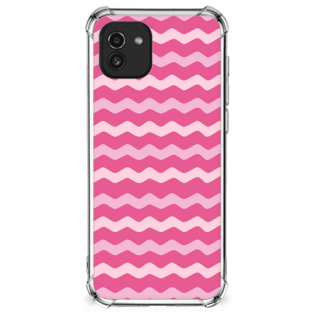Samsung Galaxy A03 Doorzichtige Silicone Hoesje Waves Pink B2C Telecom