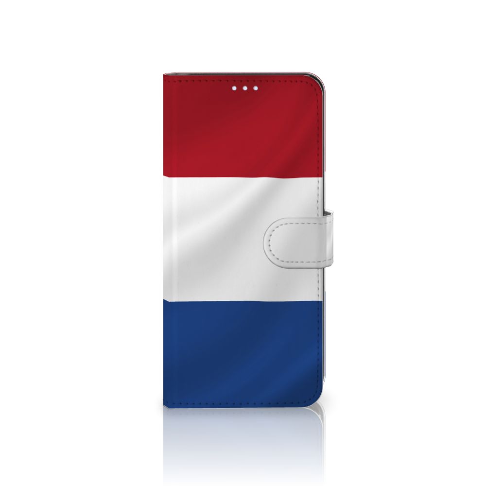 Motorola Moto G100 Bookstyle Case Nederlandse Vlag in artistiek ontwerp met Nederlandse vlag kleuren.