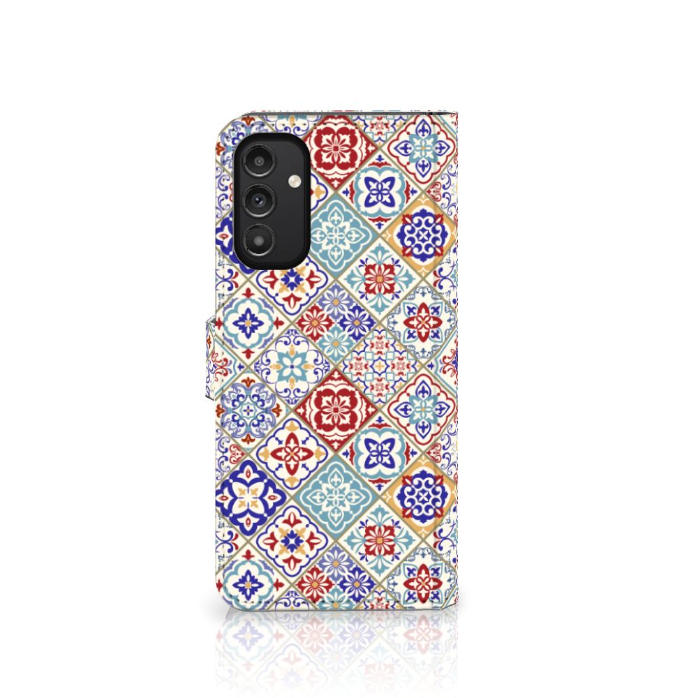 Samsung Galaxy A14 4G Bookcase Tiles Color met uniek Turks tegelontwerp en ruimte voor 3 pasjes.