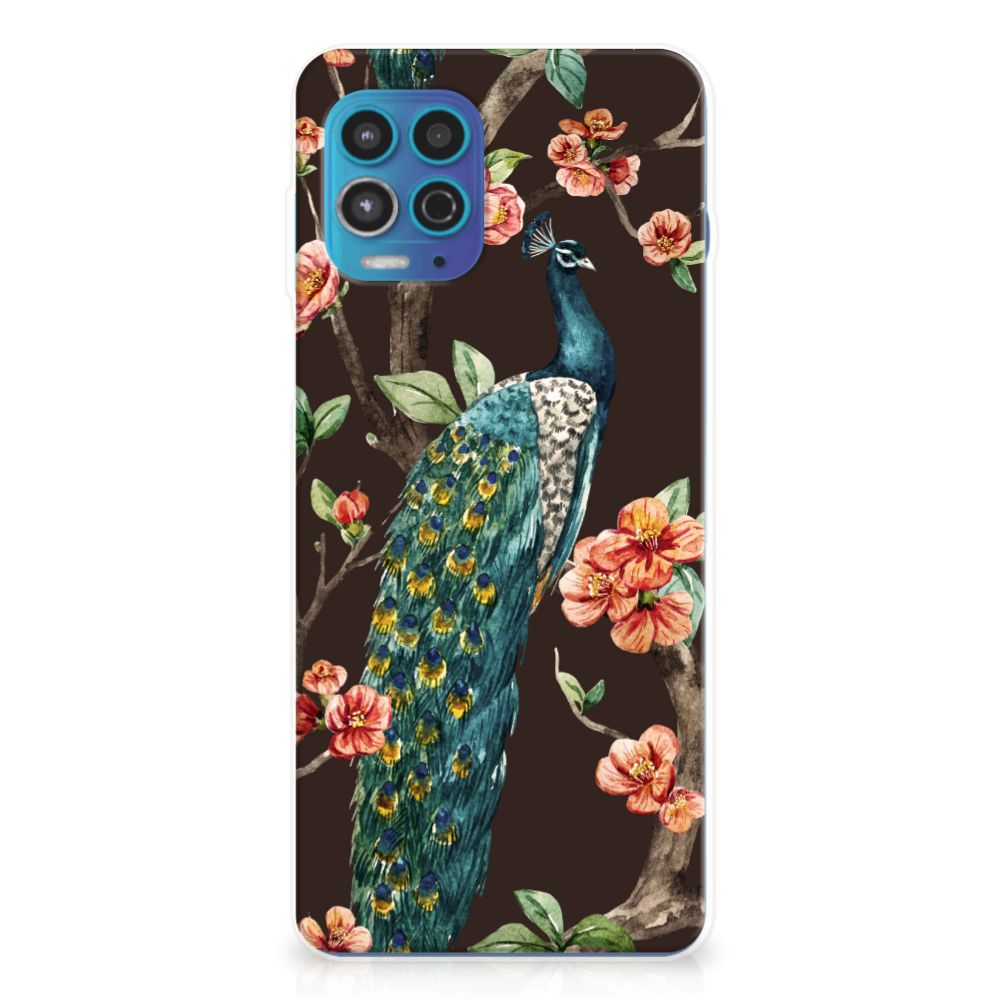 Motorola Moto G100 TPU Hoesje Pauw met Bloemen