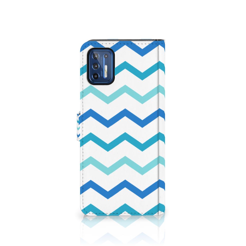 Motorola Moto G9 Plus Telefoon Hoesje Zigzag Blauw