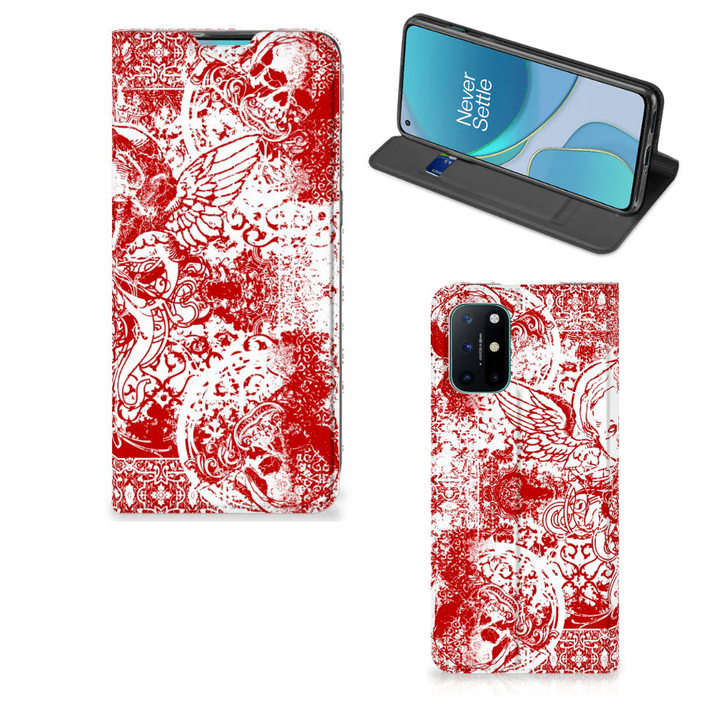 Mobiel BookCase OnePlus 8T Angel Skull Rood
