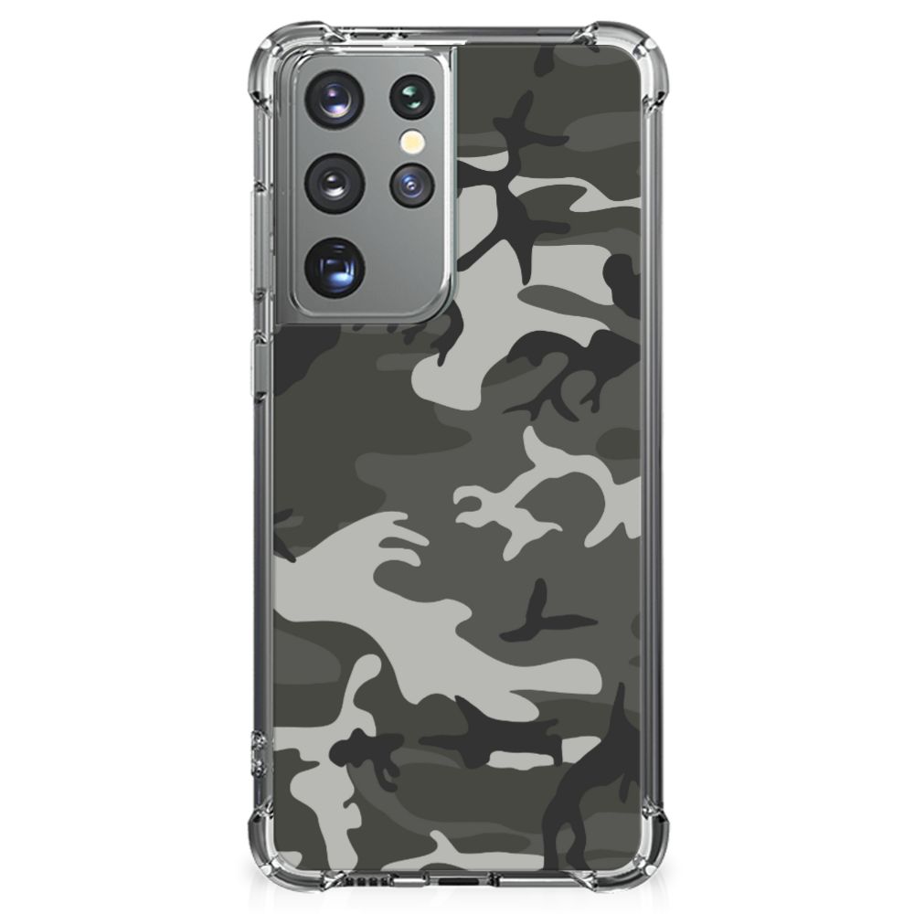 Samsung Galaxy S21 Ultra Doorzichtige Silicone Hoesje Army Light B2C Telecom