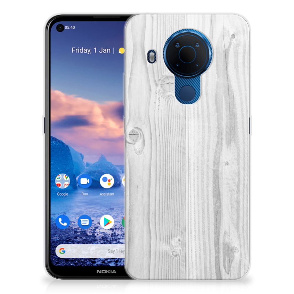Nokia 5.4 Bumper Hoesje White Wood