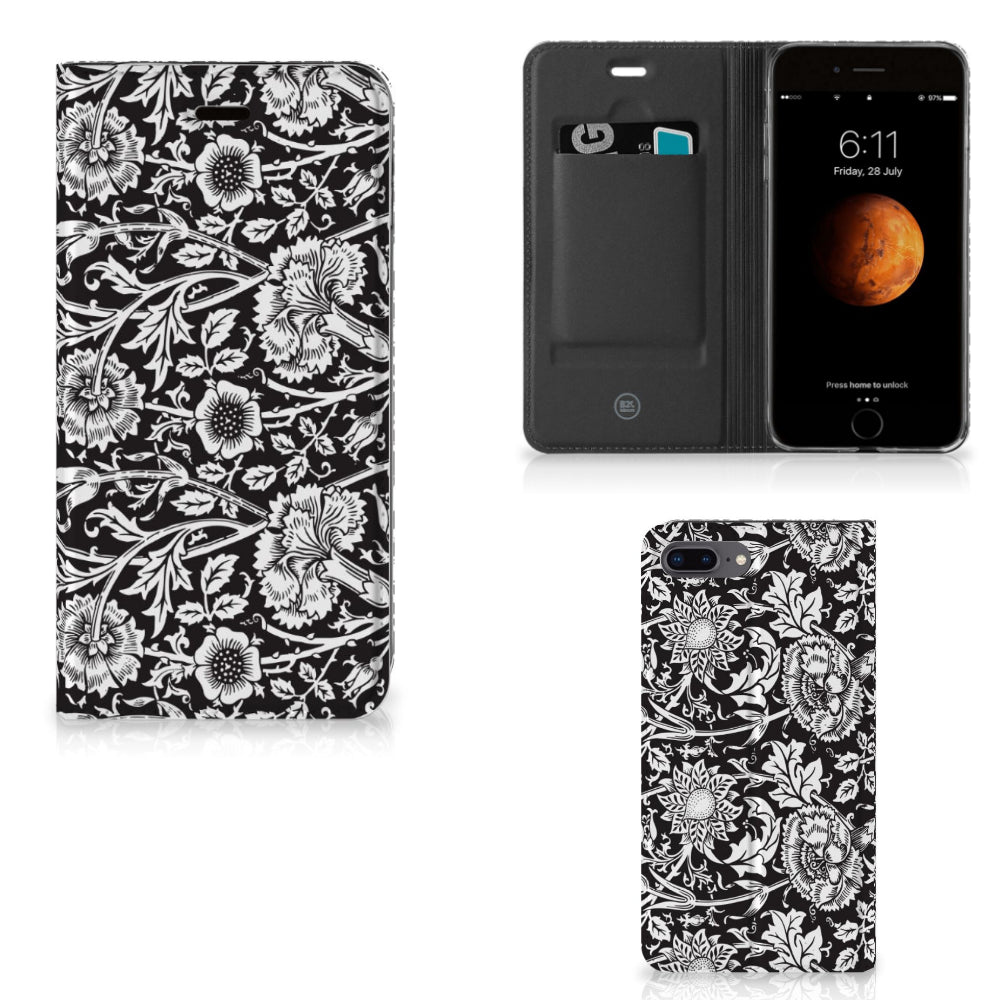 Apple iPhone 7 Plus | 8 Plus Smart Cover Black Flowers