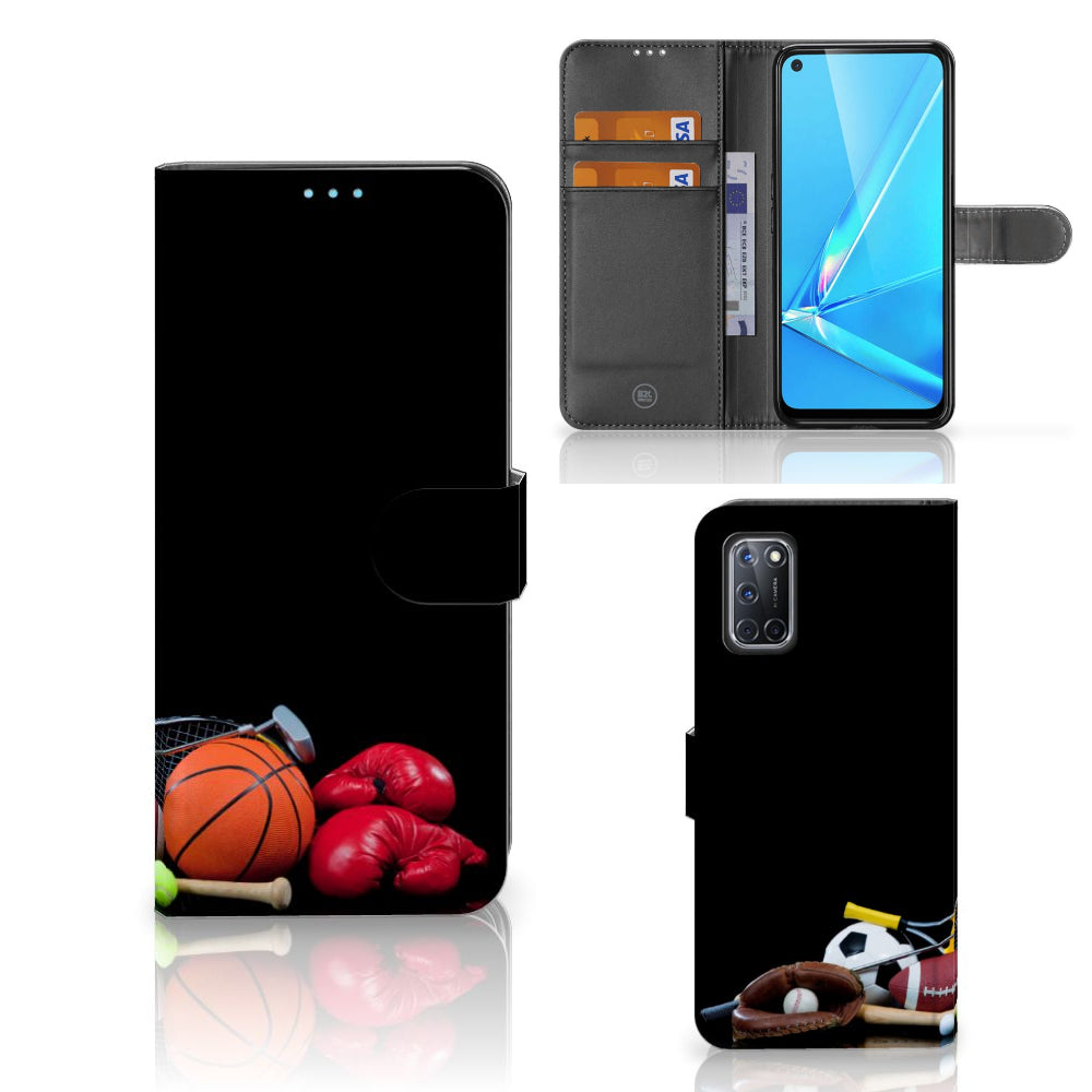 OPPO A72 | OPPO A52 Wallet Case met Pasjes Sports with sports graphics and card holders.
