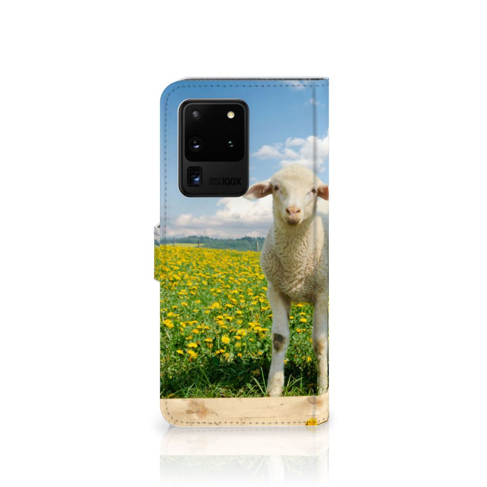 Samsung Galaxy S20 Ultra Telefoonhoesje met Pasjes Schaap en Lammetje