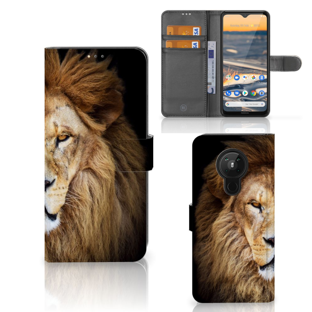 Nokia 5.3 Telefoonhoesje met Pasjes Leeuw