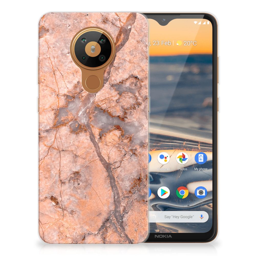 Nokia 5.3 TPU Siliconen Hoesje Marmer Oranje B2C Telecom