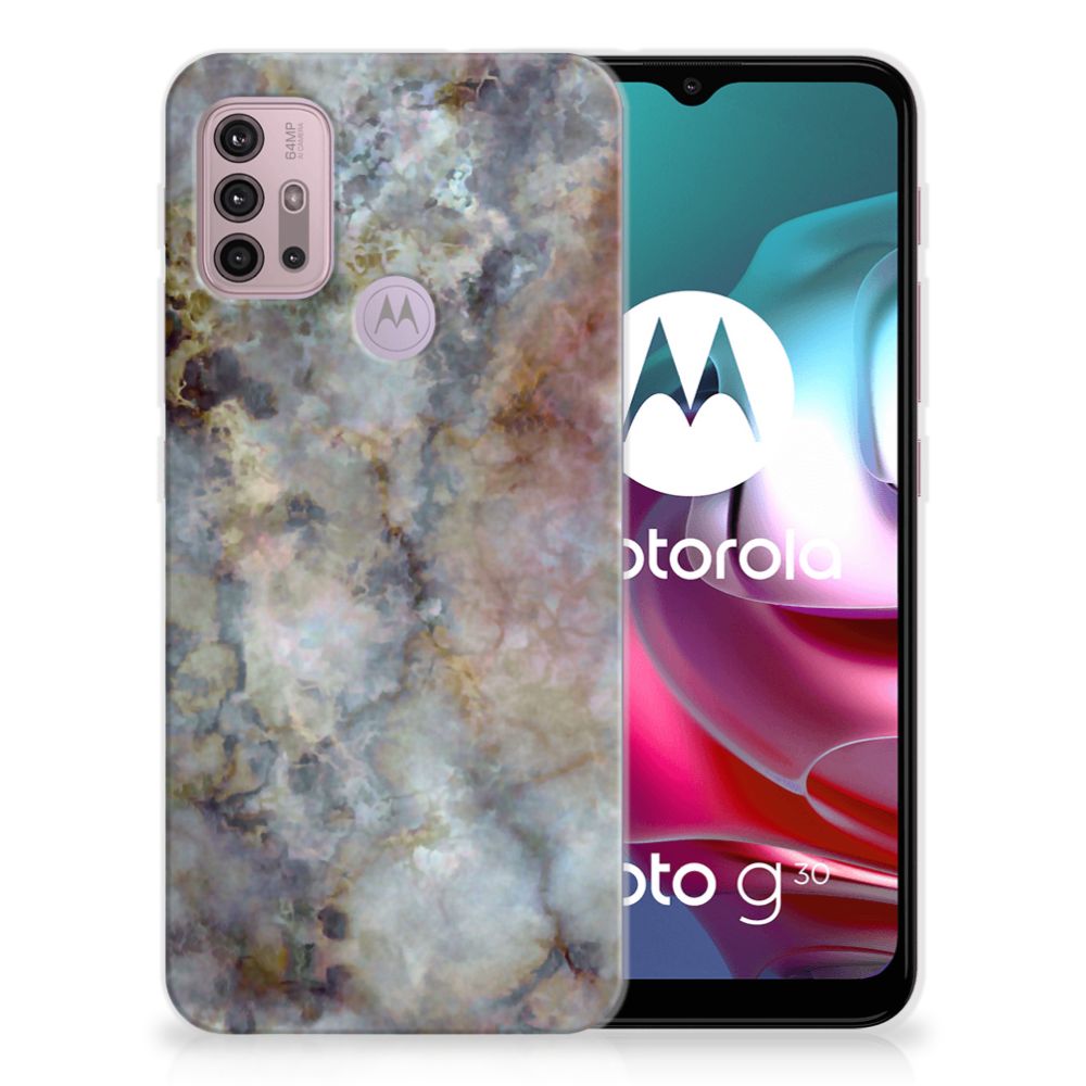 Motorola Moto G30 | G10 TPU Siliconen Hoesje Marmer Grijs