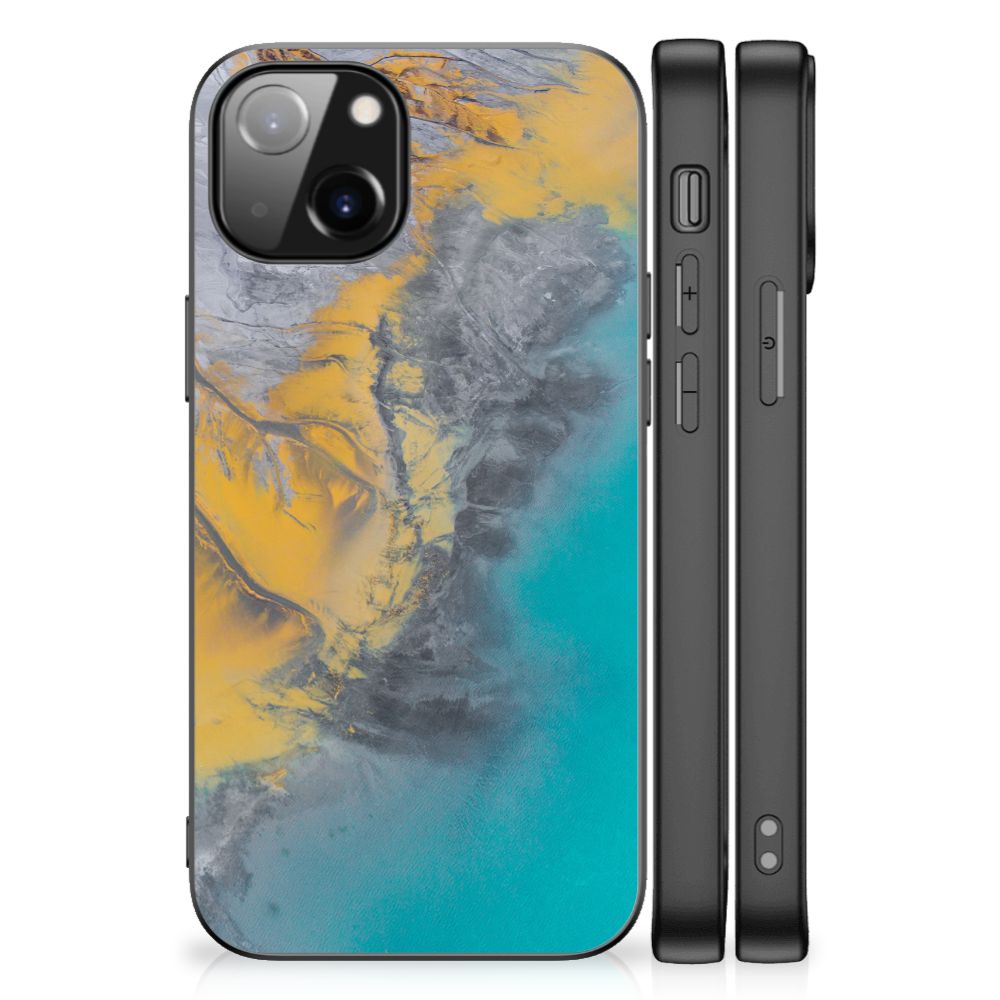 Apple iPhone 13 Marmeren Print Telefoonhoesje Marble Blue Gold B2C Telecom