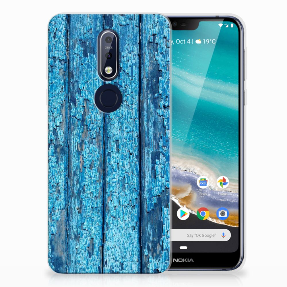 Nokia 7.1 Bumper Hoesje Wood Blue