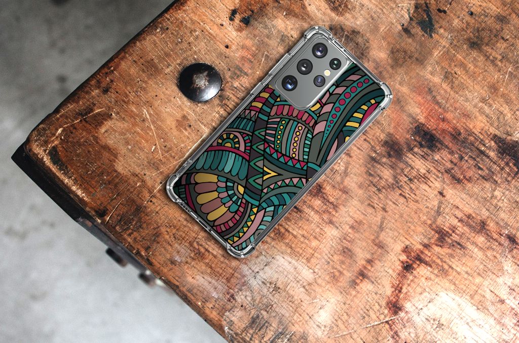 Samsung Galaxy S21 Ultra Doorzichtige Silicone Hoesje Aztec B2C Telecom