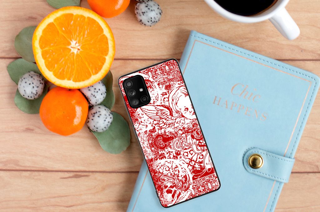 Telefoonhoesje Samsung Galaxy A71 Angel Skull Rood B2C Telecom