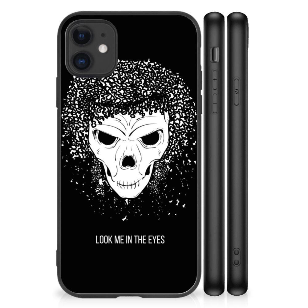 Telefoonhoesje iPhone 11 Skull Hair met skull design en zwarte achtergrond