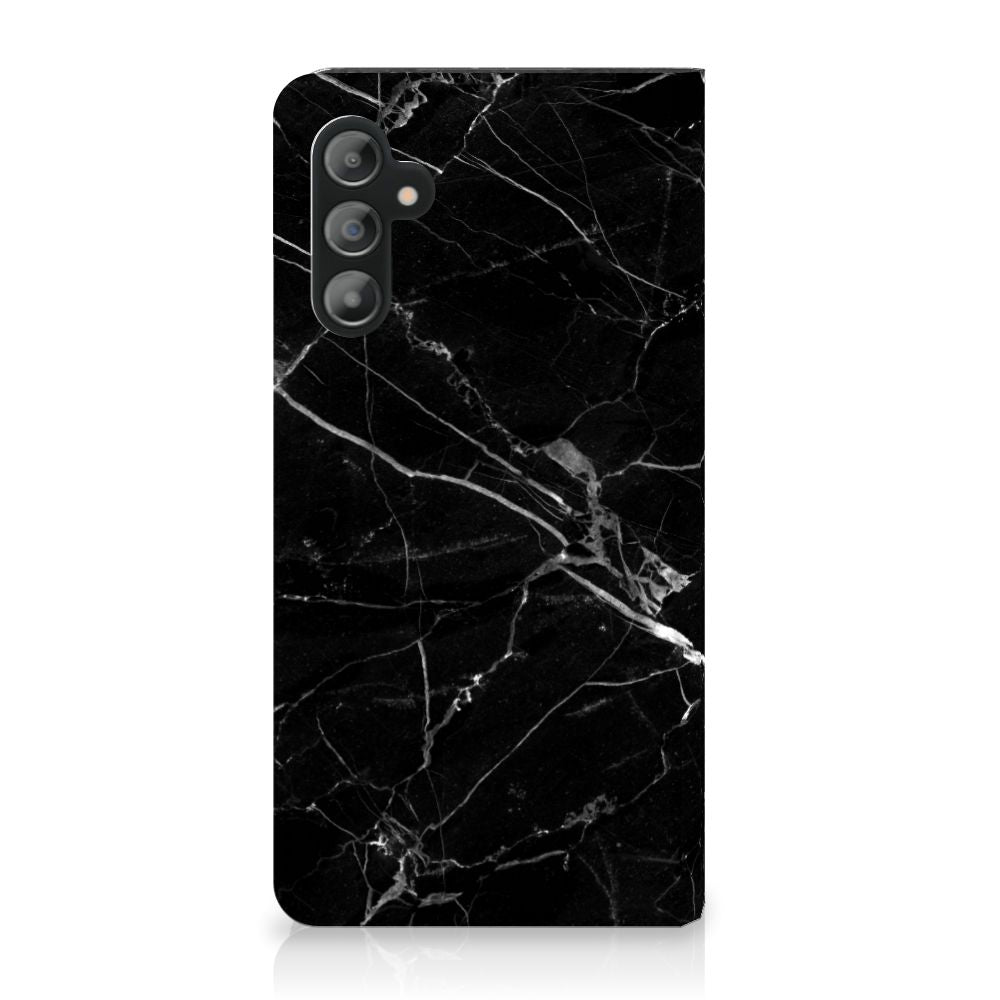 Samsung Galaxy A14 4G Standcase Marmer Zwart - Origineel Cadeau Vader met zwart marmer design