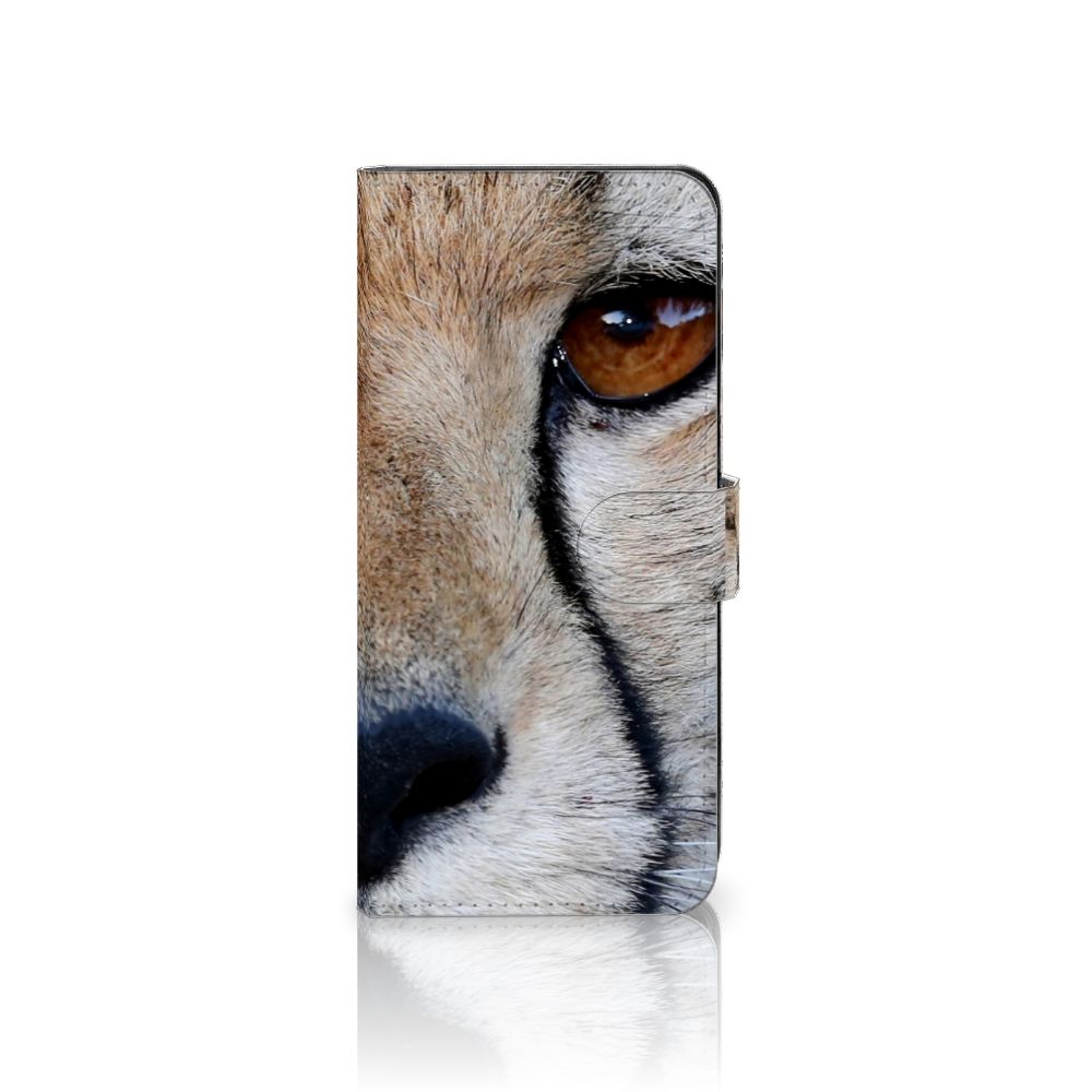 Xiaomi Redmi Note 12 5G | Poco X5 Telefoonhoesje met Pasjes Cheetah met close-up van cheeta oog.