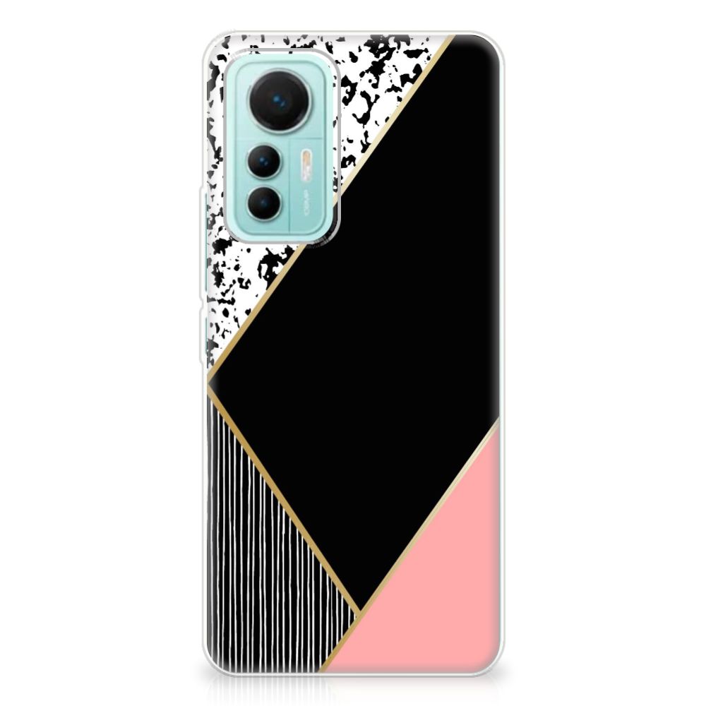 Xiaomi 12 Lite TPU Hoesje Zwart Roze Vormen B2C Telecom