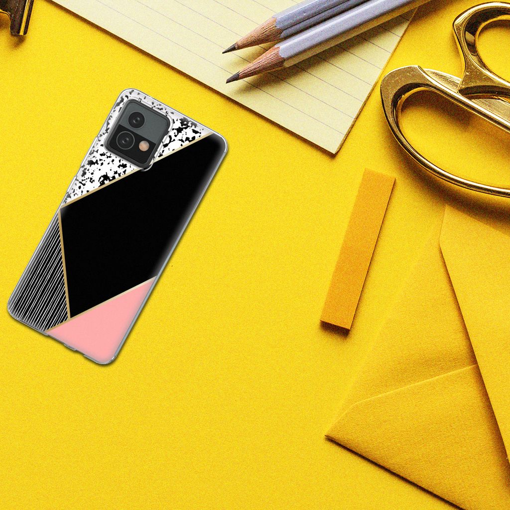 Motorola Moto G72 TPU Hoesje Zwart Roze Vormen B2C Telecom