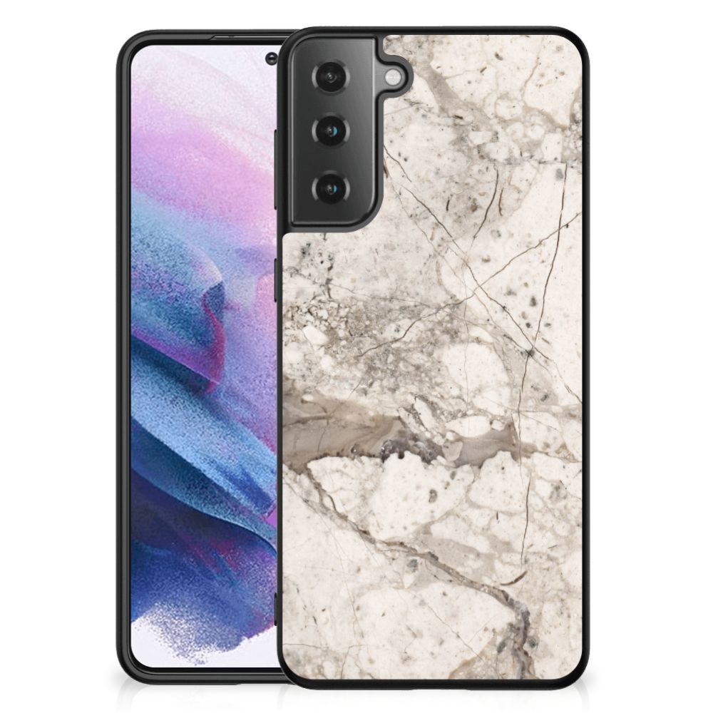 Samsung Galaxy S21 Plus Marmeren Print Telefoonhoesje Marmer Beige