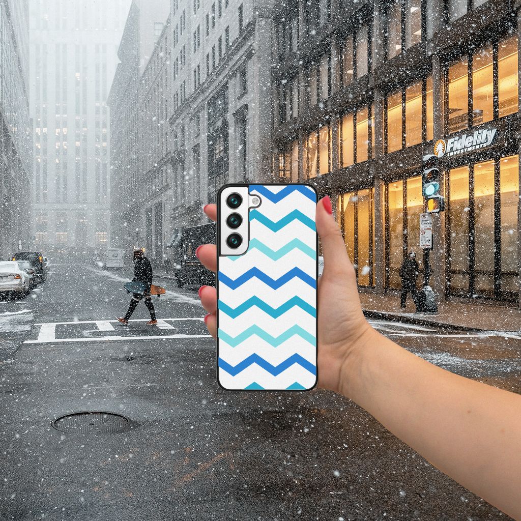 Samsung Galaxy S22 Back Case Zigzag Blauw B2C Telecom